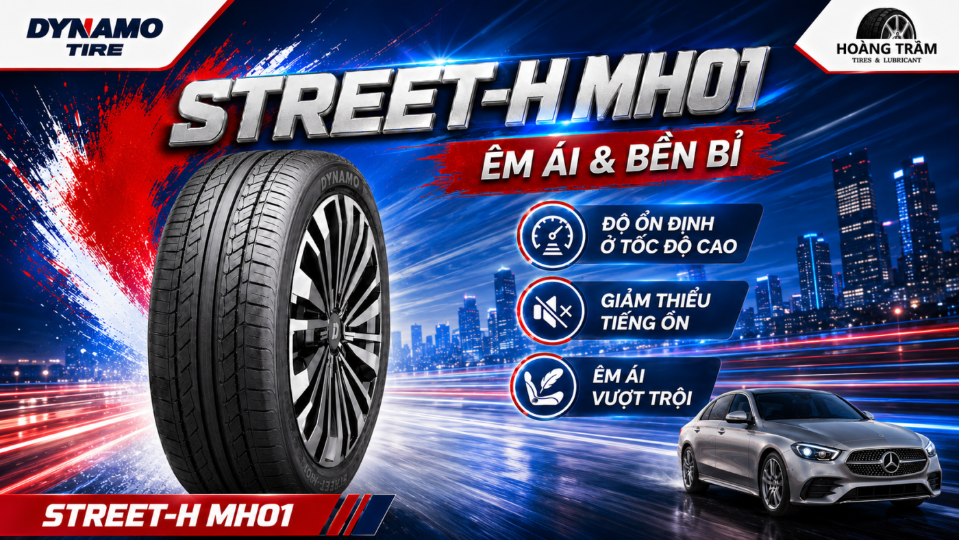 Cận cảnh thiết kế rãnh gai thoát nước của lốp Dynamo STREET-H MH01
