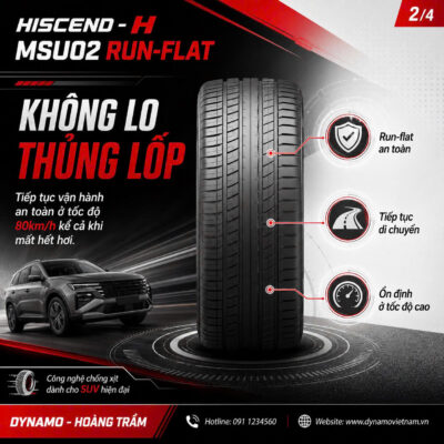 Ký hiệu công nghệ chống xịt trên lốp Dynamo HISCEND-H MSU02 RUN-FLAT