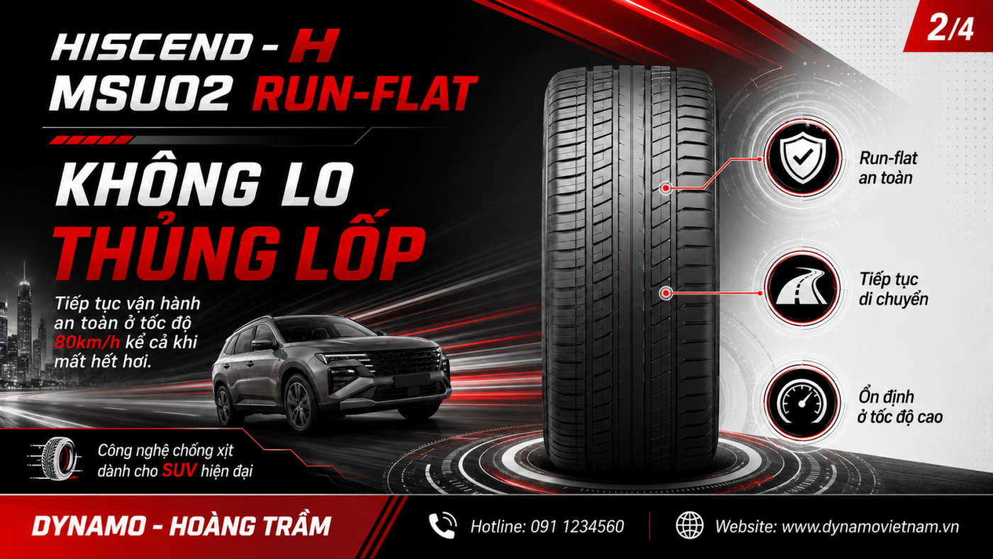 Ký hiệu công nghệ chống xịt trên lốp Dynamo HISCEND-H MSU02 RUN-FLAT
